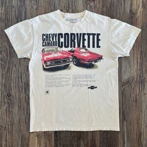 Chemistry Chevy Camaro Corvette S/S Graphic Tee Shirt Mens M Cream Cars Autos